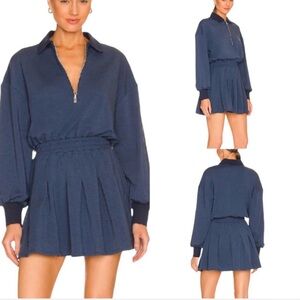 WeWoreWhat Revolve Half Zip Tennis Sweatshirt Dress Navy Size XL Long Sleeve